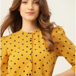 Yellow & Black Print Shirt Style Top price in bangladesh