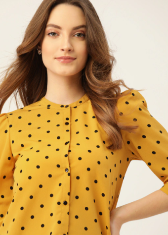 Yellow & Black Print Shirt Style Top price in bangladesh