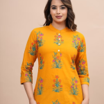 Floral Print Three-Quarter Sleeves Cotton Top price in bangladesh