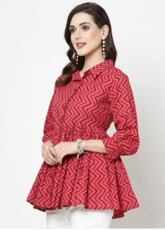 Geometric Printed Shirt Style Top price in bangladesh