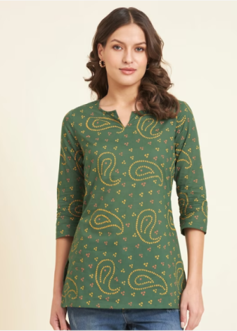 Green Printed Pure Cotton Kurta price in bangladesh