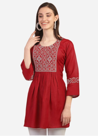 Maroon Embroidered Kurta price in bangladesh