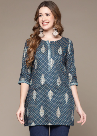 Navy Blue Printed Kurta price in bangladesh