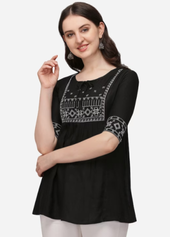 Black & White Embroidered Kurta price in bangladesh