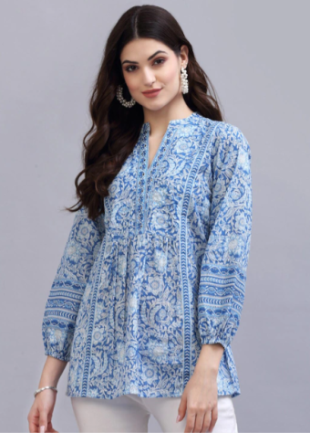 Blue Print Cotton Tops price in bangladesh