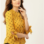 Yellow & Black Print Shirt Style Top price in bangladesh