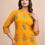 Floral Print Three-Quarter Sleeves Cotton Top price in bangladesh