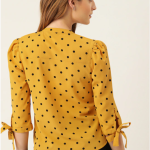 Yellow & Black Print Shirt Style Top price in bangladesh