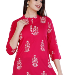 Floral Printed Mandarin Collar Cotton Top price in bangladesh