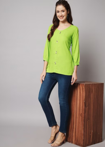 Round Neck Puffed Sleeves Top  price in bangladesh