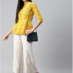 Yellow & Green Floral Printed  Kurta price in bangladesh