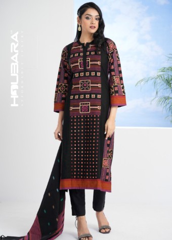 Black Printed and Embroidered Cotton Salwar Kameez price in bangladesh