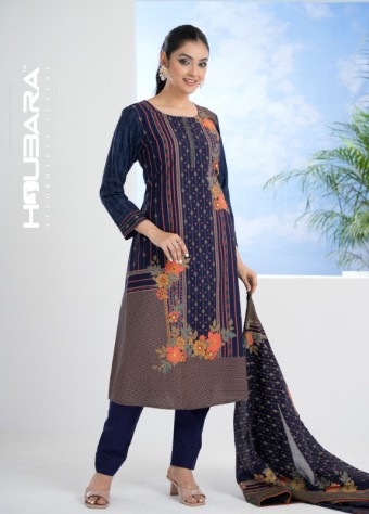 Dark Blue Printed and Embroidered Cotton Salwar Kameez price in bangladesh