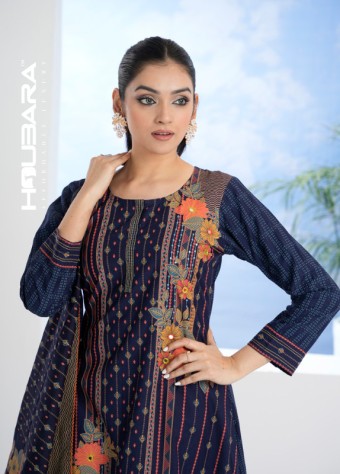 Dark Blue Printed and Embroidered Cotton Salwar Kameez  price in bangladesh