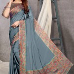 Printed Chiffon Saree In Grey price in bangladesh