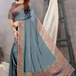 Printed Chiffon Saree In Grey price in bangladesh