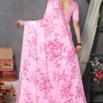 Printed Chiffon Saree In Pink price in bangladesh