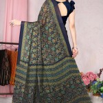 Printed Chiffon Saree In Navy Blue price in bangladesh