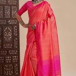 Cotton Saree In Coral Pink price in bangladesh