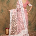 Embroidered Net Saree In Pink price in bangladesh