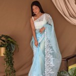 Pure Soft Organza Net Saree In Light Sky Blue price in bangladesh