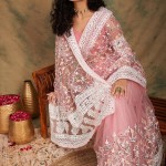 Embroidered Net Saree In Pink price in bangladesh