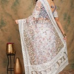 Embroidered Net Saree In Gray price in bangladesh