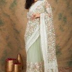 Embroidered Net Saree In Light Green price in bangladesh