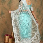 Embroidered Net Saree In Sky Blue price in bangladesh