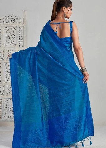 Cotton Saree In Blue  price in bangladesh