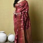 Woven Katan Silk Saree In Wine price in bangladesh