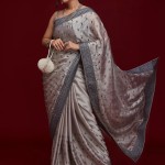 Off White Zari Work  Sequins Georgette Designer Saree price in bangladesh