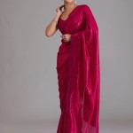 Rani Pink Sequins Georgette Designer Saree price in bangladesh