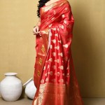 Woven Katan Silk Saree In Red price in bangladesh