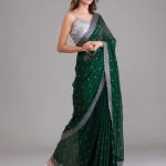 Bottle Green Stonework Georgette Designer Saree price in bangladesh