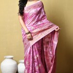 Woven Katan Silk Saree In Pink price in bangladesh