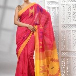 Handloom Cotton Jamdani Saree In Red price in bangladesh