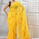 Handloom Cotton Jamdani Saree In Yellow price in bangladesh