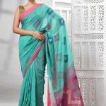 Handloom Cotton Jamdani Saree In Light Teal Blue price in bangladesh