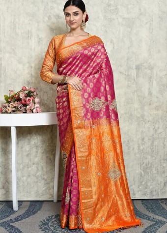 Pure Silk Saree In Pink price in bangladesh