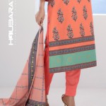 Orangey Red Printed and Embroidered Cotton Salwar Kameez price in bangladesh