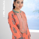 Orangey Red Printed and Embroidered Cotton Salwar Kameez price in bangladesh