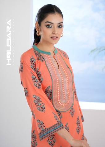 Orangey Red Printed and Embroidered Cotton Salwar Kameez  price in bangladesh