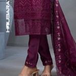 Organza Floral Magenta Red Embroidered Salwar Kameez price in bangladesh