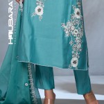 Organza Silk Embroidered Moonstone Blue Salwar Kameez price in bangladesh