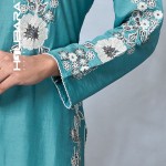 Organza Silk Embroidered Moonstone Blue Salwar Kameez price in bangladesh