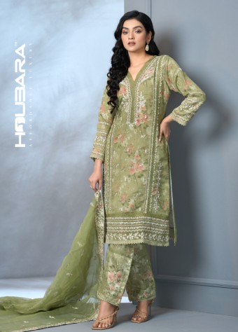 Organza Silk Floral Printed Embroidered Salwar Kameez price in bangladesh