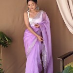 Pure Soft Organza Net Saree In purple price in bangladesh