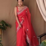 Pure Soft Organza Net Saree In Red price in bangladesh