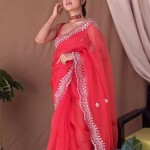 Pure Soft Organza Net Saree In Red price in bangladesh